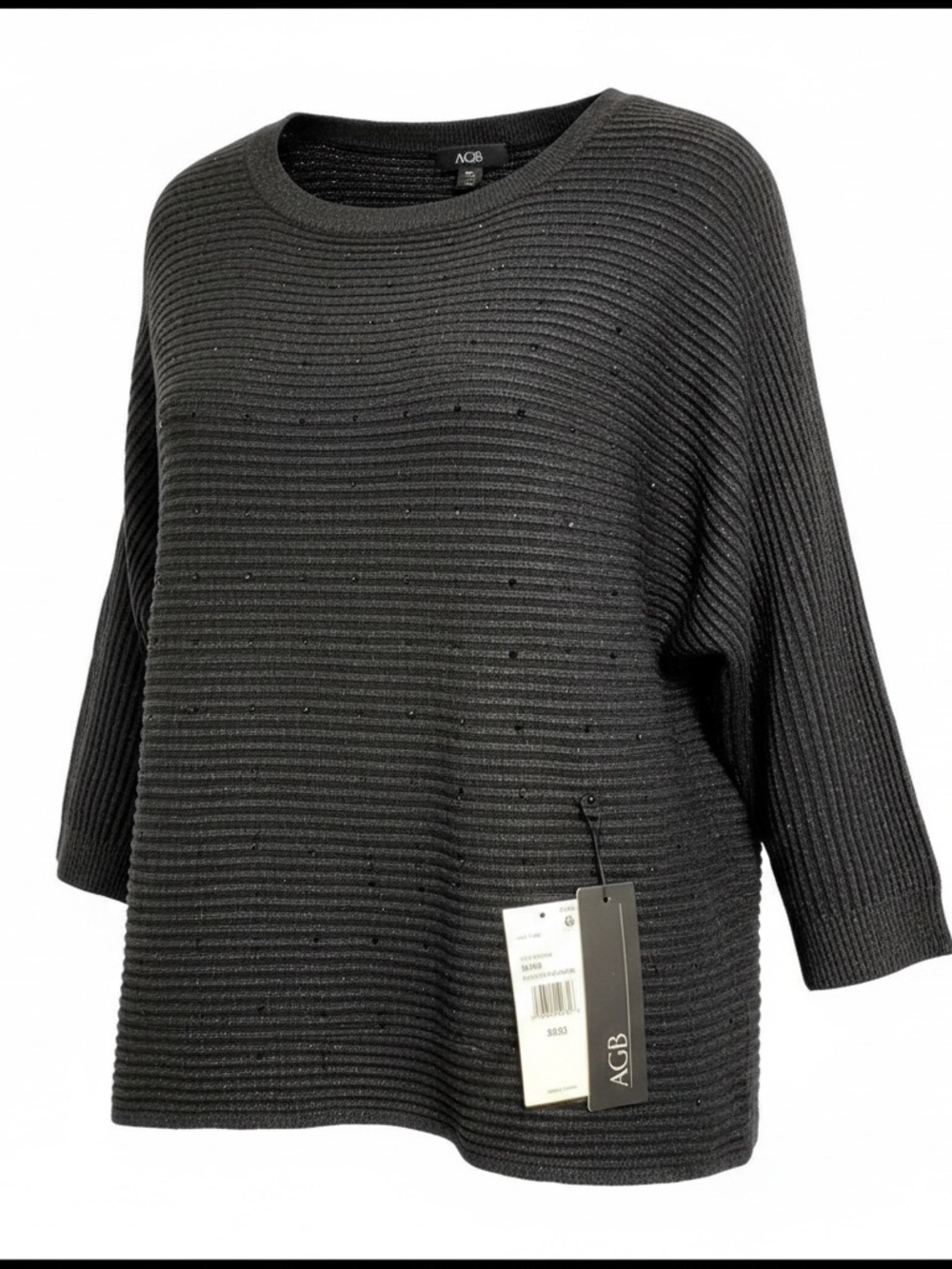 AGB Women's 3/4 Sleeve Shine Dolman Sweater Size Small